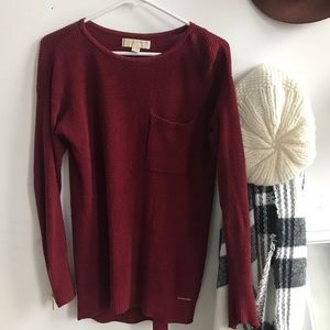Burgundy Michael Kors Sweater with Zippers